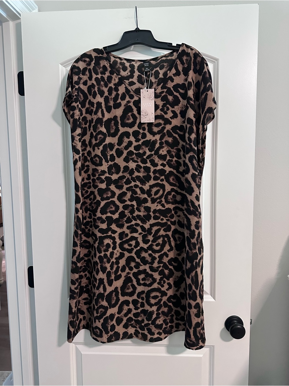 Leopard Print Shift Dress - Brown/Black